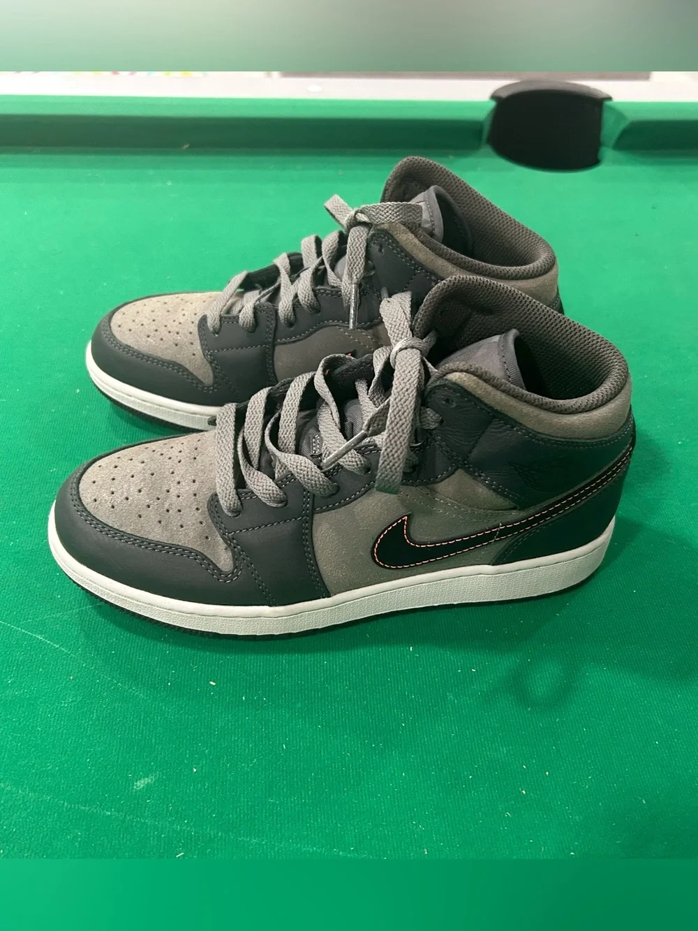 Nike Kids Grey and Orange High-Top Sneakers